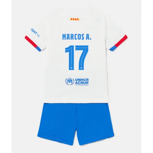Maillot de foot Barcelona Marcos Alonso #17 Extérieur enfant 2023-24 Manches Courte (+ pantalon court)
